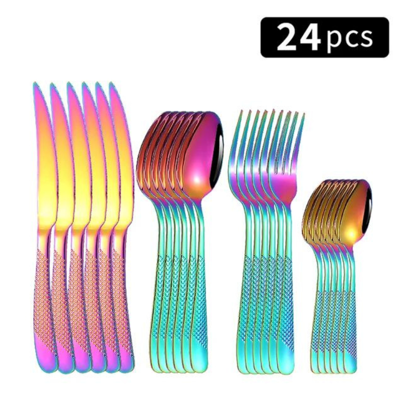 Conjunto de Talheres de Aço inoxidável 24 pçs