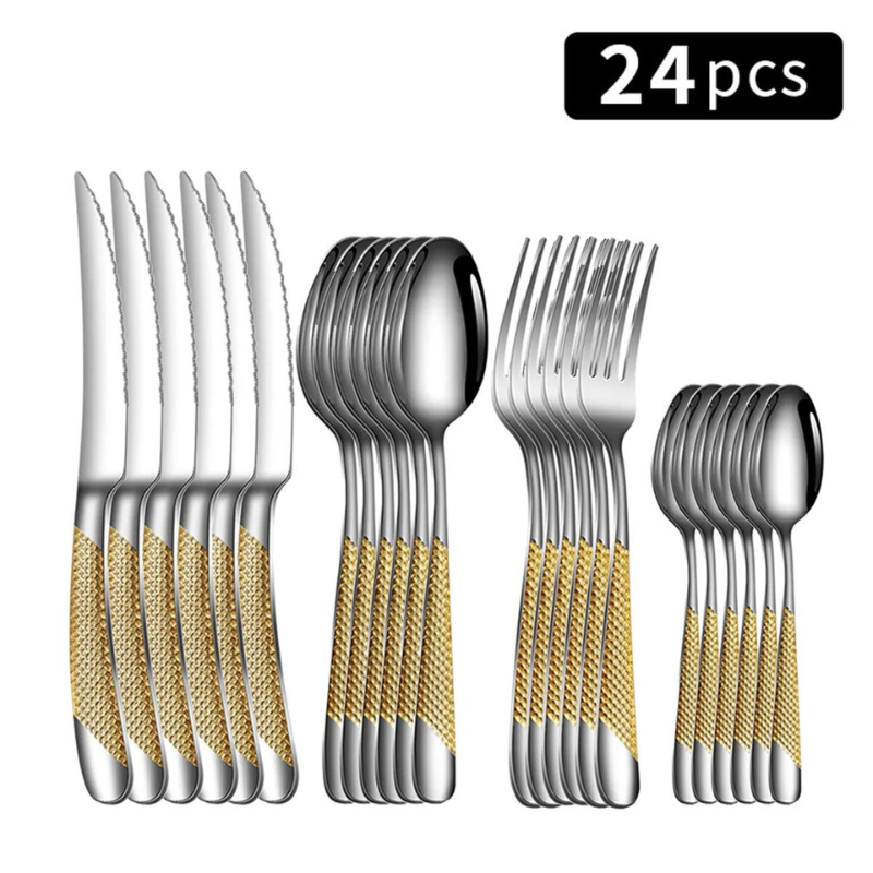 Conjunto de Talheres de Aço inoxidável 24 pçs