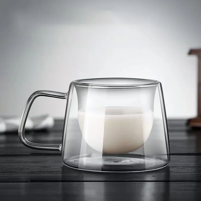 Caneca de Vidro de Parede Dupla Com Alça