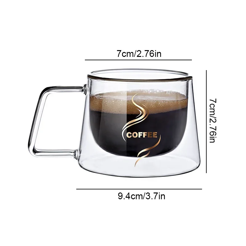 Caneca de Vidro de Parede Dupla Com Alça