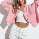 Jaqueta Feminina Jeans Rosa