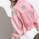 Jaqueta Feminina Jeans Rosa