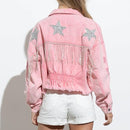 Jaqueta Feminina Jeans Rosa