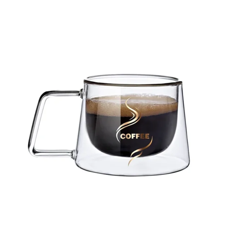 Caneca de Vidro de Parede Dupla Com Alça