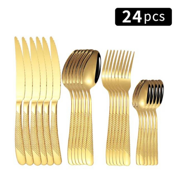 Conjunto de Talheres de Aço inoxidável 24 pçs