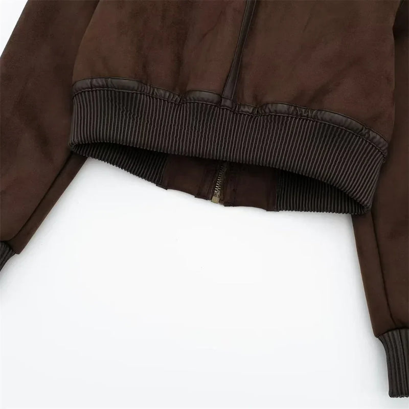 Jaqueta Feminina com Gola Alta Modelagem Solta Dupla Face – (Promoção de Inverno 2025)
