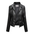 Jaqueta Feminina Slim Black Luxe com Gola Alta Estilo Motociclista - (Promoção de Inverno 2025)