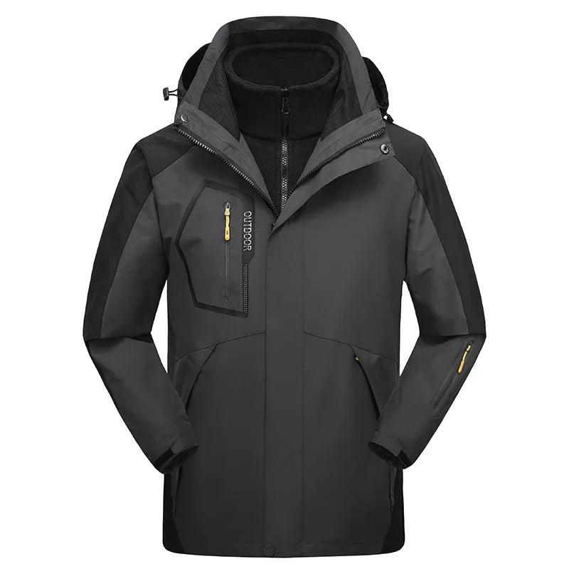 Jaqueta Masculina 3 em 1 com Forro Fleece Impermeável Corta-Vento – (Promoção de Inverno 2025)