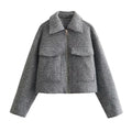 Jaqueta Feminina Curta em Tweed com Zíper - Modelo Cropped - (Promoção de Inverno 2025)