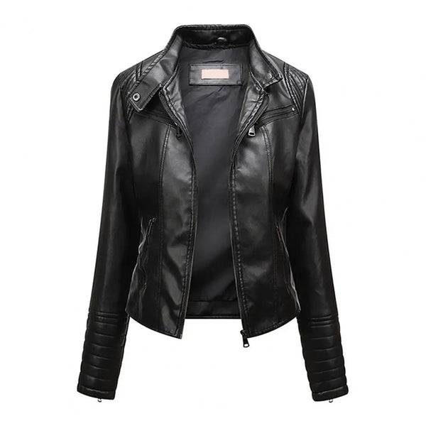 Jaqueta Feminina Slim com Gola Alta Estilo Biker - (Promoção de Inverno 2025)