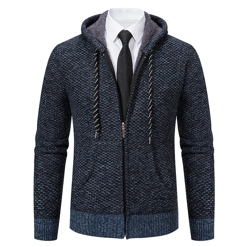 Jaqueta Masculina Cardigan com Gola Dobrável Forro Fleece Estilo Vintage – (Promoção de Inverno 2025)