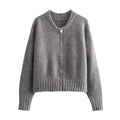Casaco Feminino Vintage de Malha com Zíper e Gola Redonda - (Promoção de Inverno 2025)