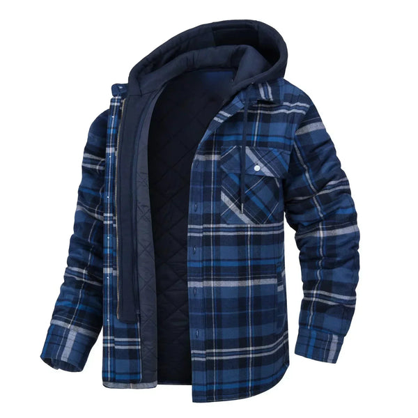 Casaco Masculino Quadriculado Para Inverno com Capuz Forro de Algodão - (Promoção de Inverno 2025)