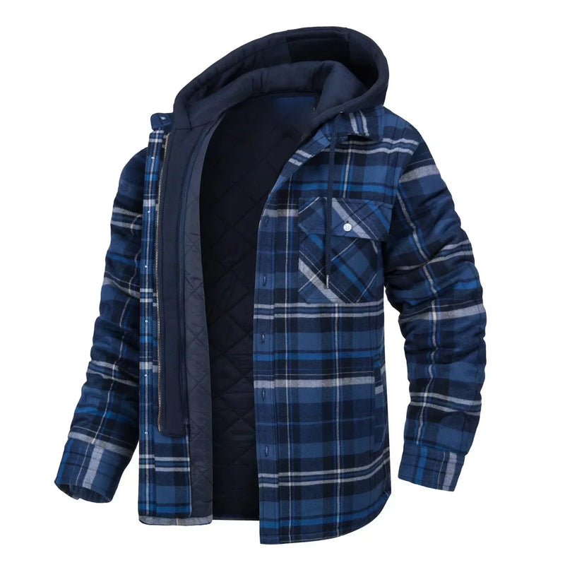 Casaco Masculino Quadriculado Para Inverno com Capuz Forro de Algodão - (Promoção de Inverno 2025)