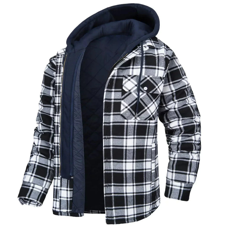 Casaco Masculino Quadriculado Para Inverno com Capuz Forro de Algodão - (Promoção de Inverno 2025)