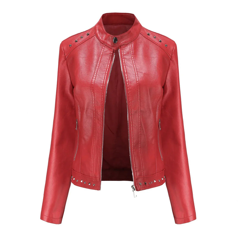 Jaqueta Feminina Estilo Punk Rock com Gola Alta - (Promoção de Inverno 2025)