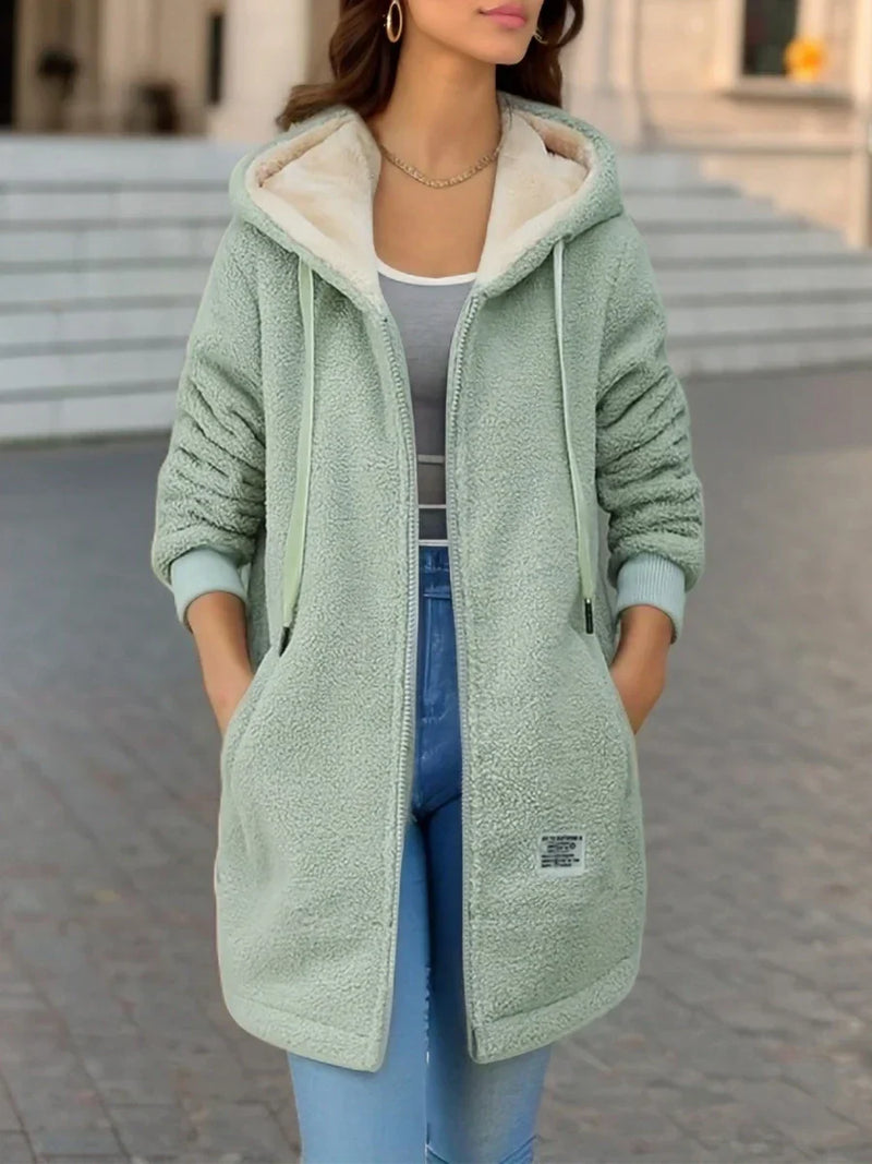 Casaco Blusão Feminino de Lã Acolchoado com Capuz - (Promoção de Inverno 2025)
