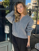 Casaco Feminino Vintage de Malha com Zíper e Gola Redonda - (Promoção de Inverno 2025)