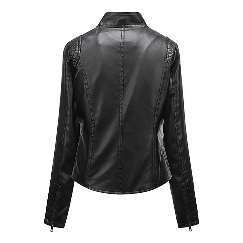 Jaqueta Feminina Slim com Gola Alta Estilo Biker - (Promoção de Inverno 2025)