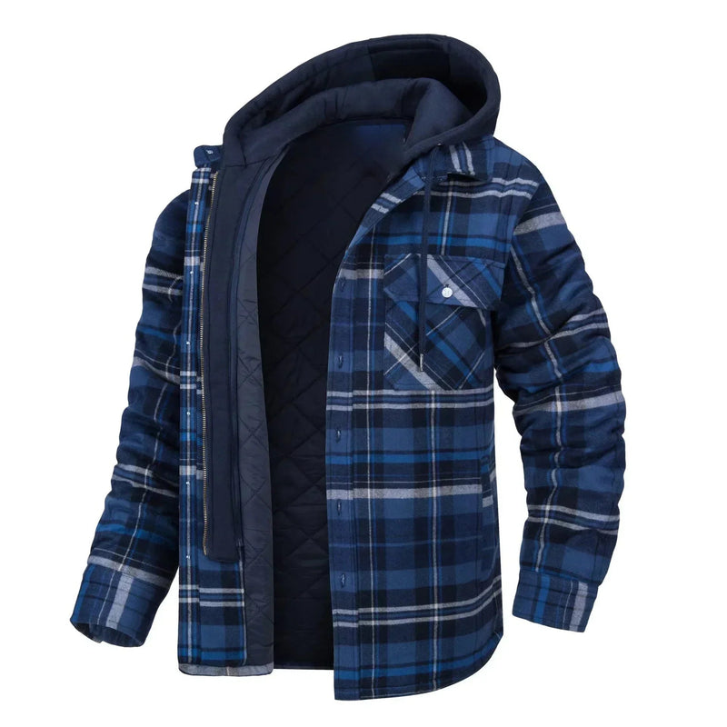 Casaco Masculino Quadriculado Para Inverno com Capuz Forro de Algodão - (Promoção de Inverno 2025)
